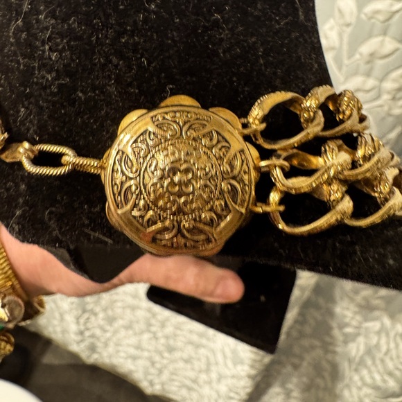 VINTAGE Multi Strand Chunky 14k Gold Plated Necklace - Picture 4 of 9